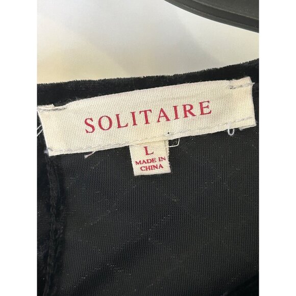 Solitaire Black Velvet Textured Bell Sleeve Top Women’s L Boho Chic Whimsical - Picture 6 of 10